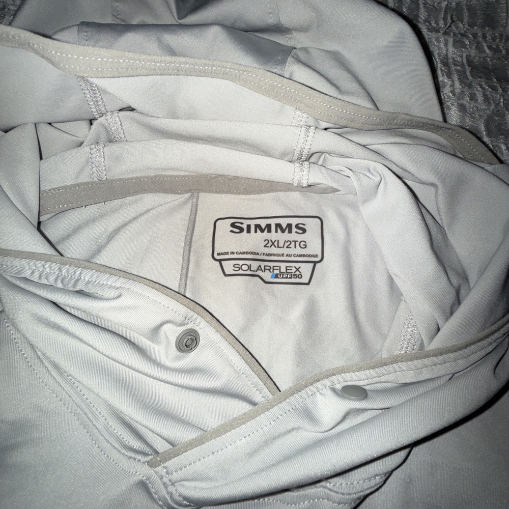 Simms Men's SolarFlex UPF 50 Hoody size XXL light gray - Picture 5 of 8